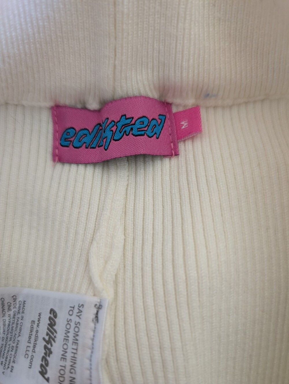 Edikted Womens Medium Knit Pull On Pants Wide Leg White Cream Minimalist Lounge - Picture 7 of 8